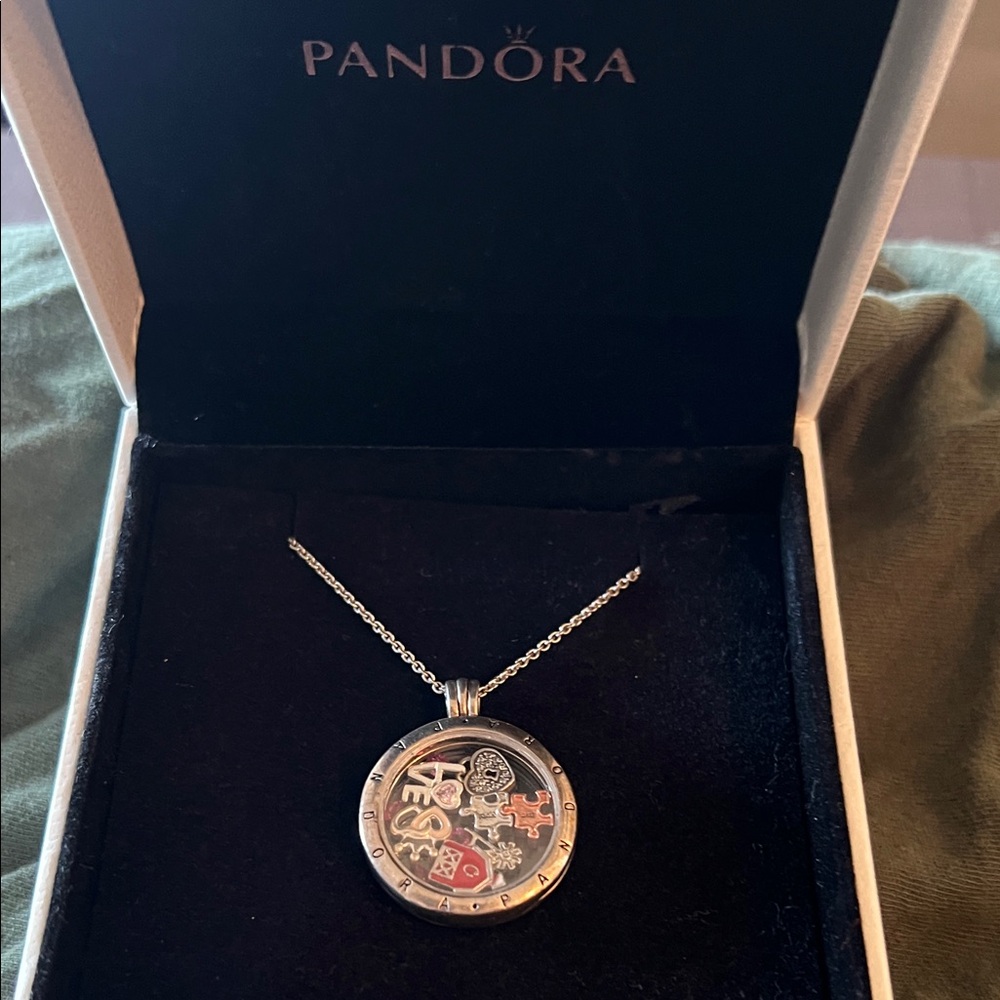 Pandora Silver and Multicolor Charm Necklace